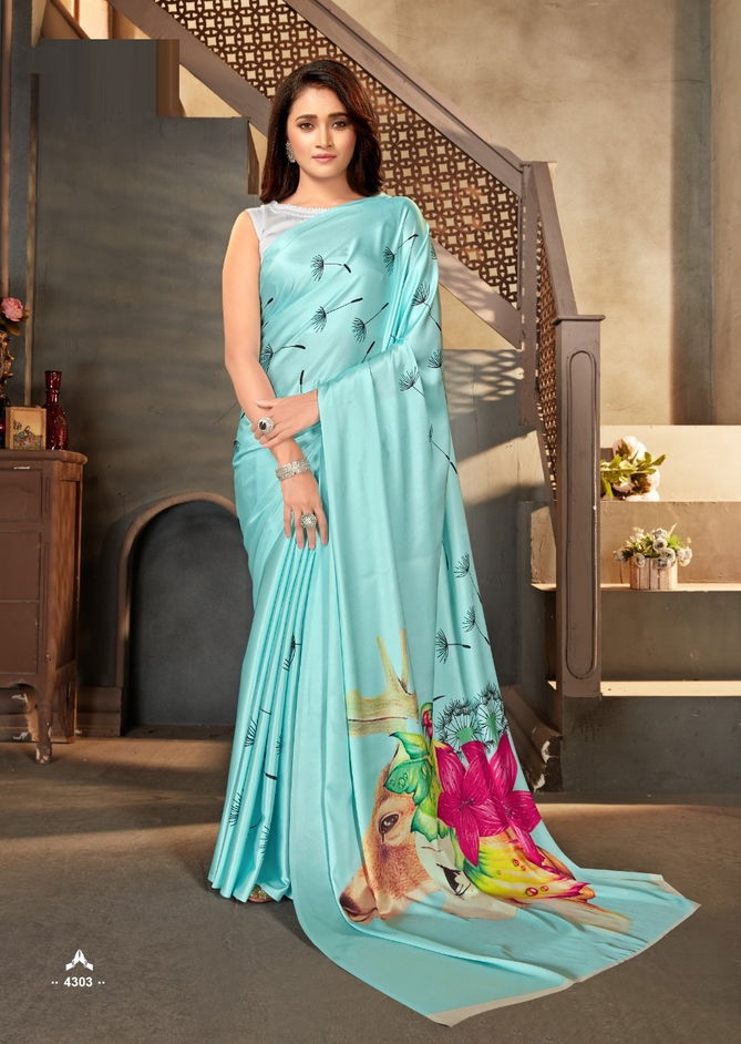 Maira 4300 Series New Exclusive Wear Designer Satin Crepe Saree Collection
